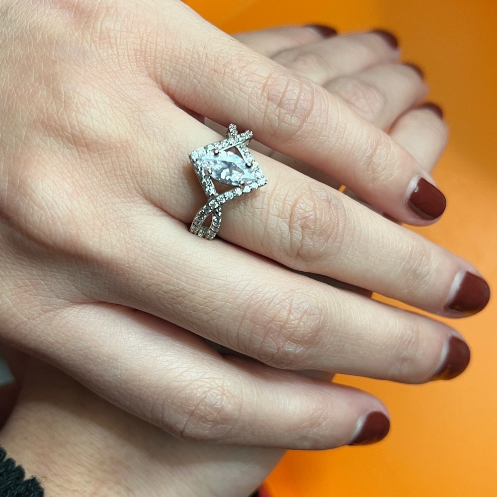 Cubic Zirconia Marquise Silver Ring